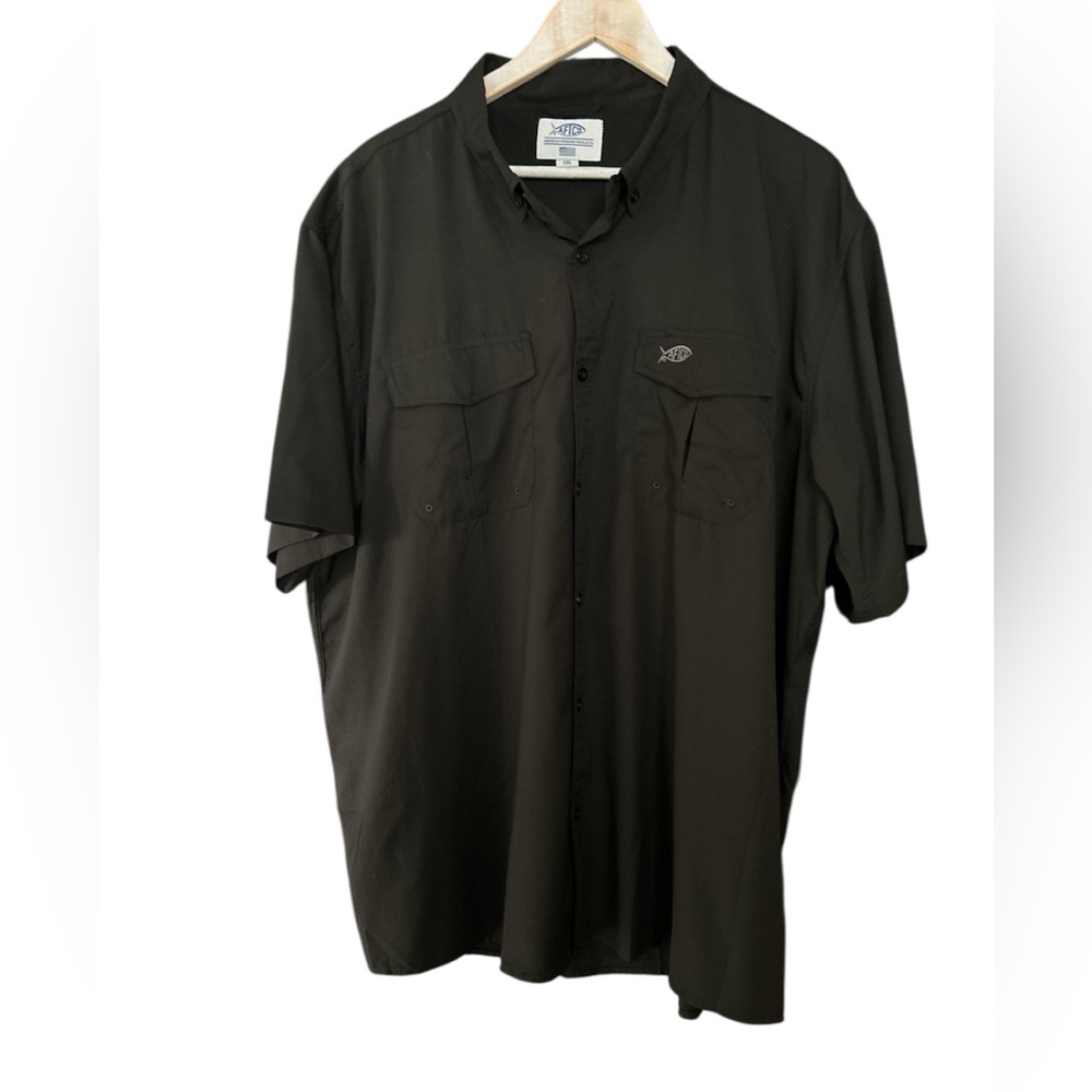 AFCTO Mens black Button Down Salt Water Fish Shirt 2XL